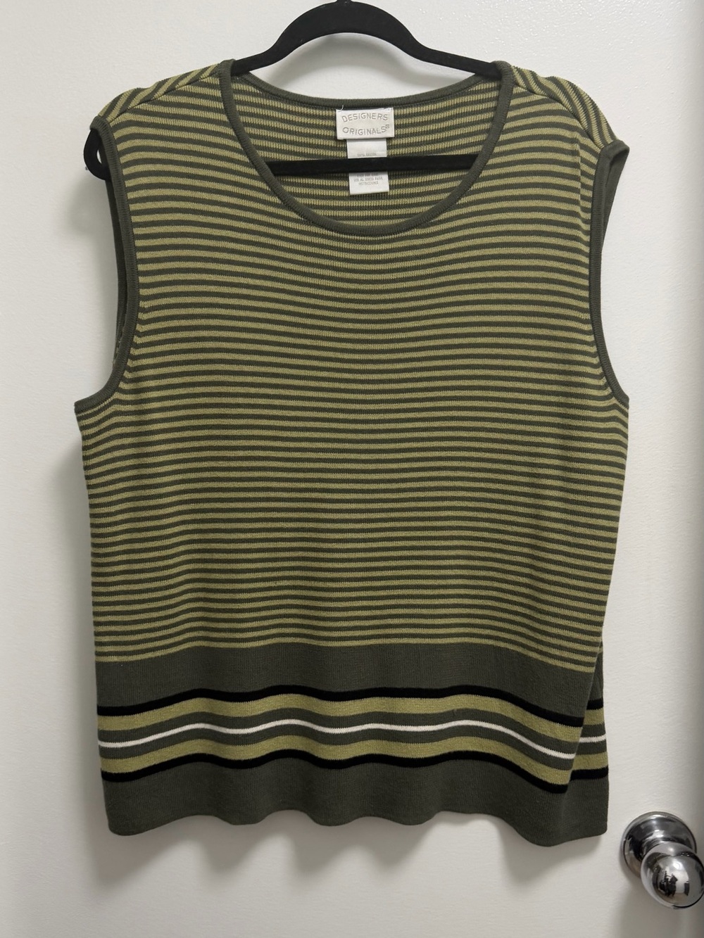 Designers Originals Olive & Light Green Striped sweater vest